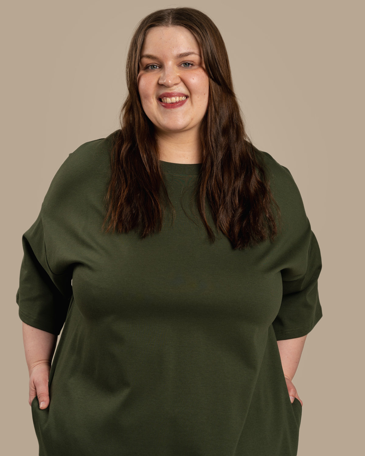 Boxy dress, khaki