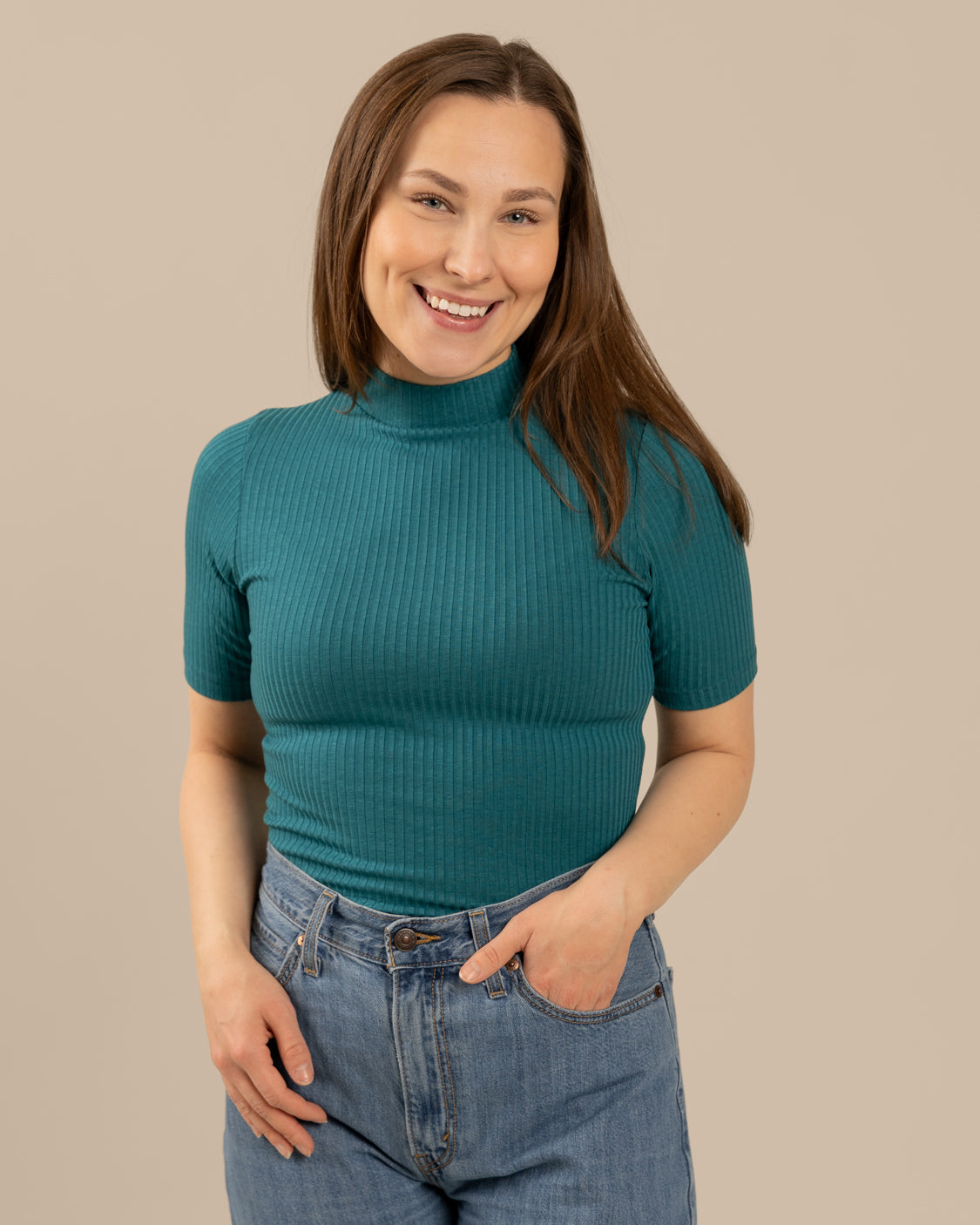 Ribbi t-paita, vaalea petrooli Toive