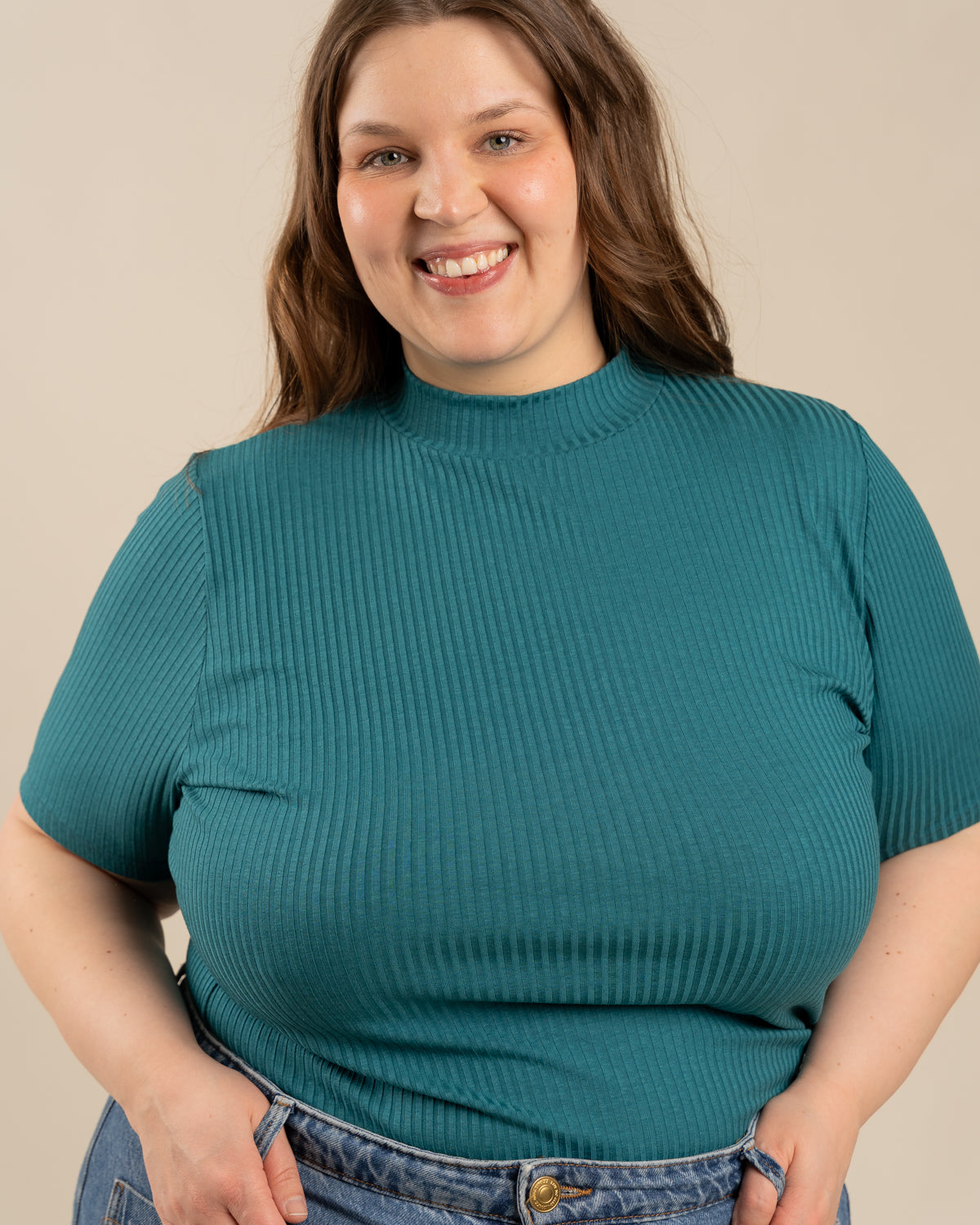 Ribbi t-paita, vaalea petrooli Toive