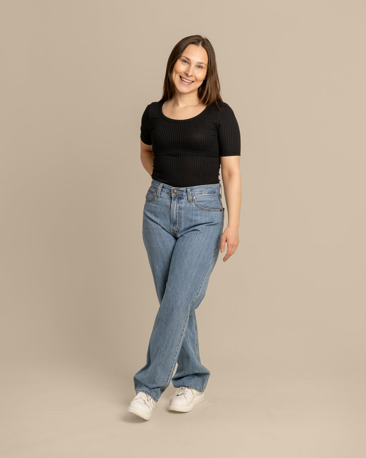 Ribbi t-paita avara, musta