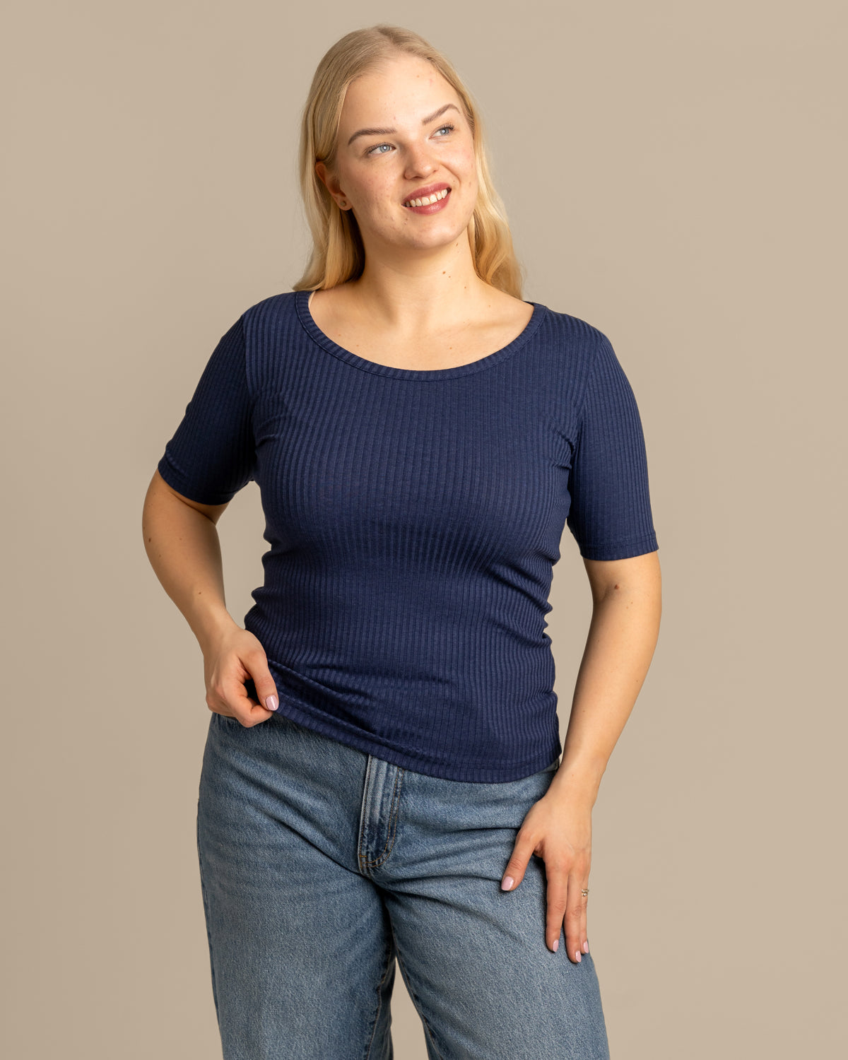 Ribbi t-paita avara, meri