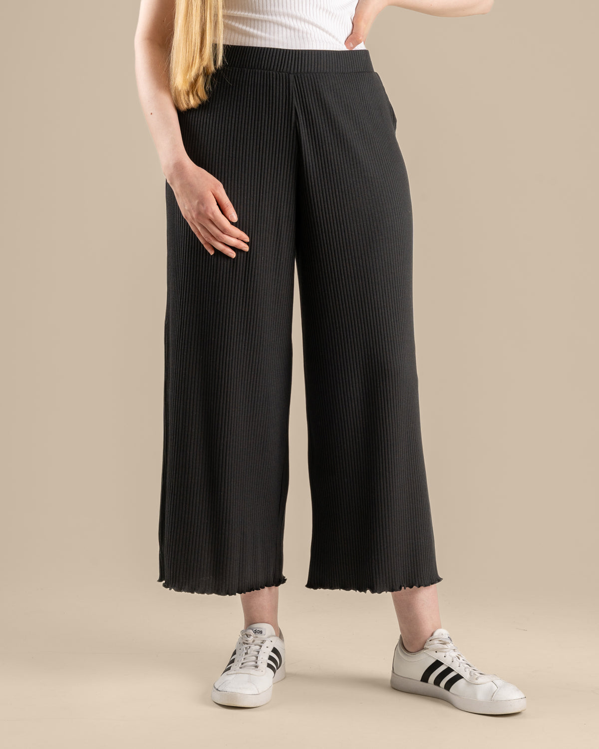 Ribbi culottes pitkä, musta