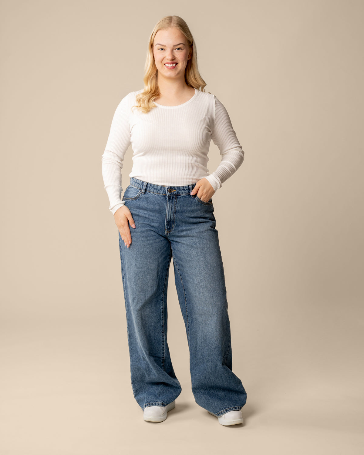 Ribbi paita, luonnonvalkoinen