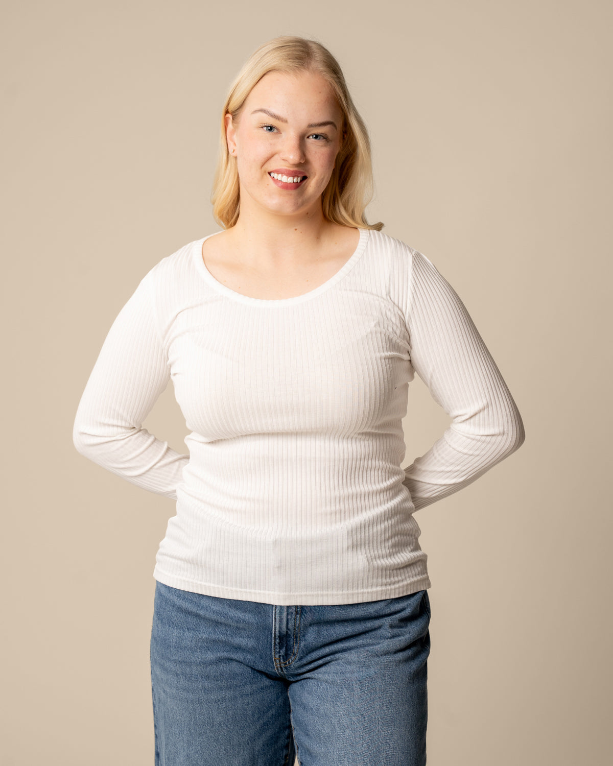 Ribbi paita, luonnonvalkoinen