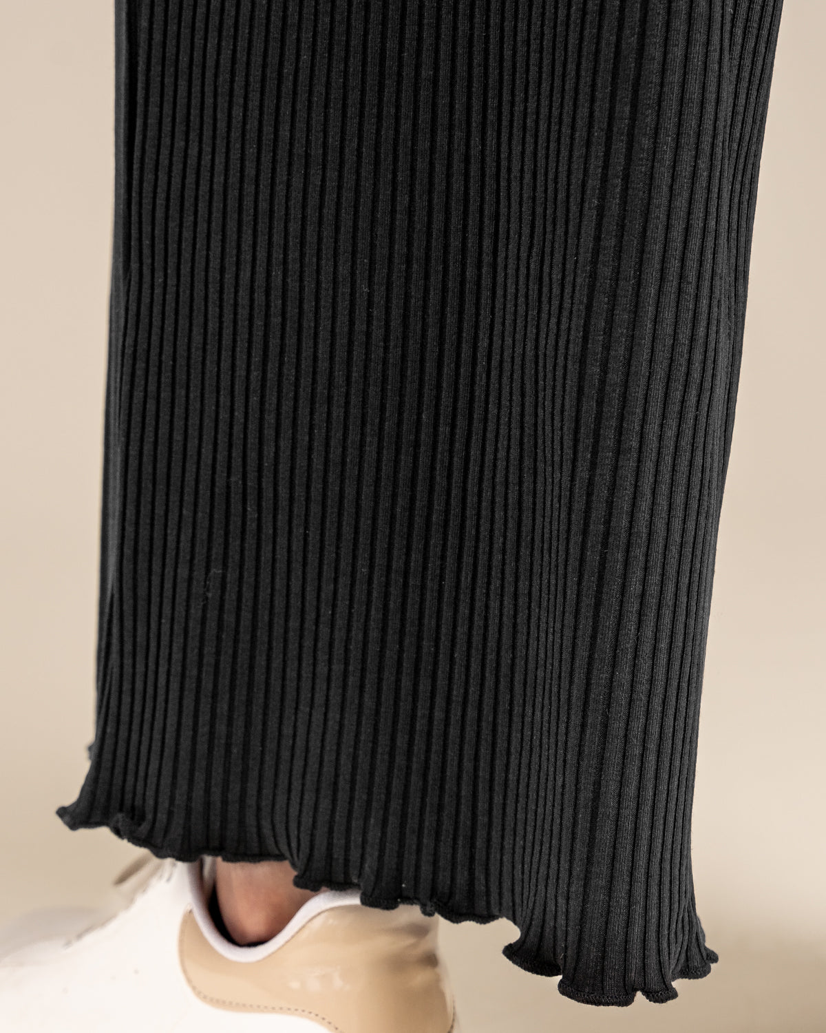 Ribbed culottes long, black