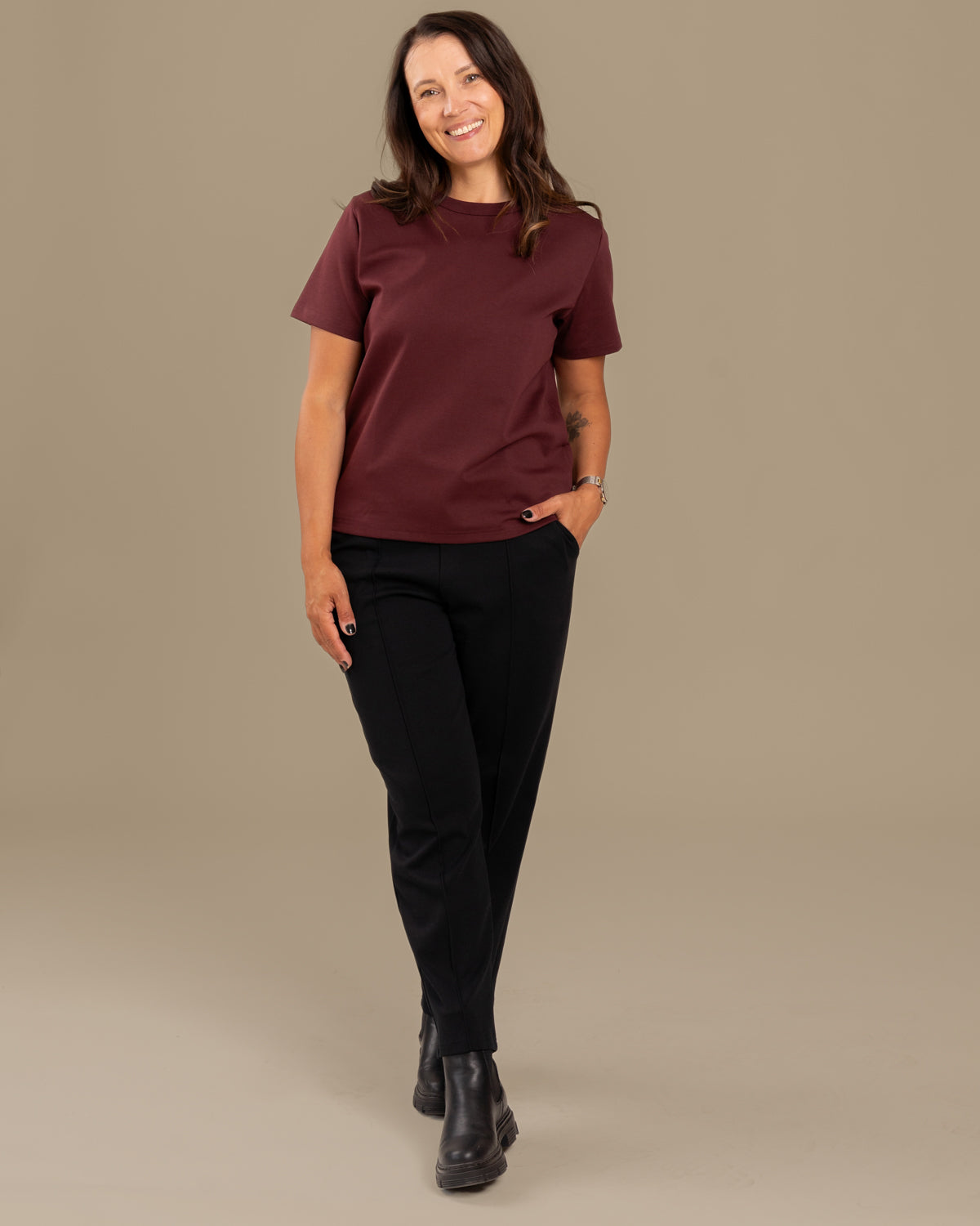 Arki t-paita, burgundy Toive