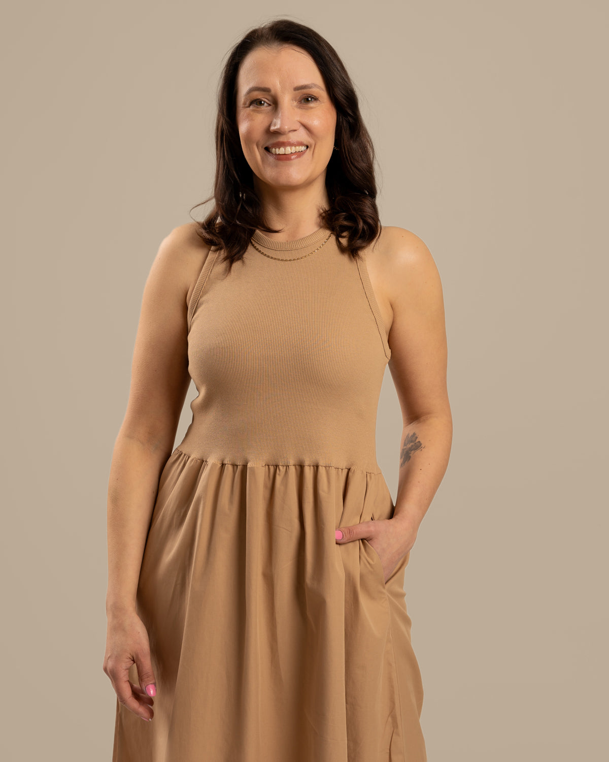 Toppimekko popliini, beige Toive