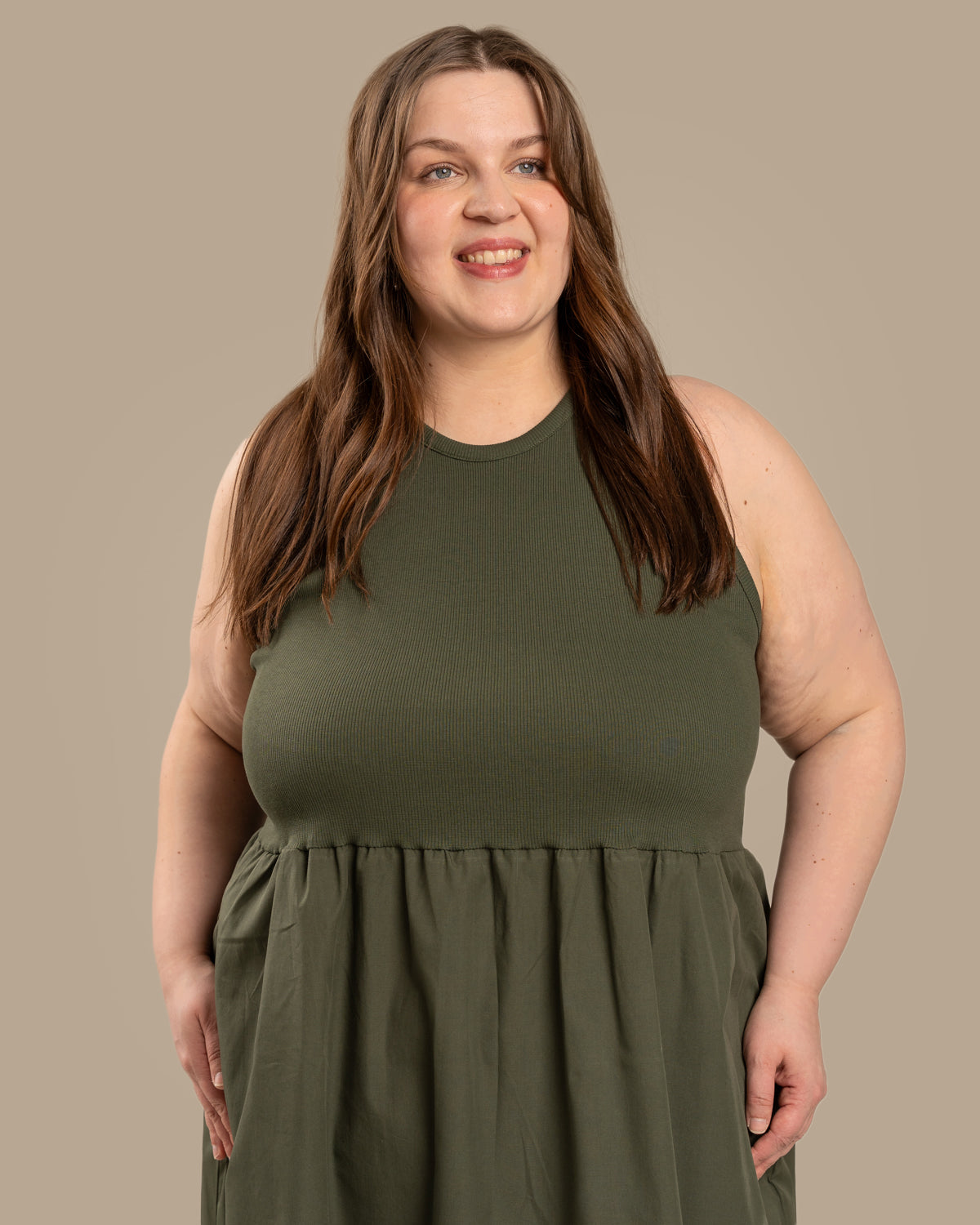 Toppimekko popliini, khaki Toive