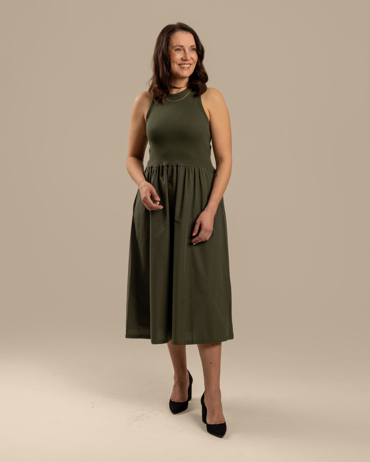 Toppimekko popliini, khaki Toive