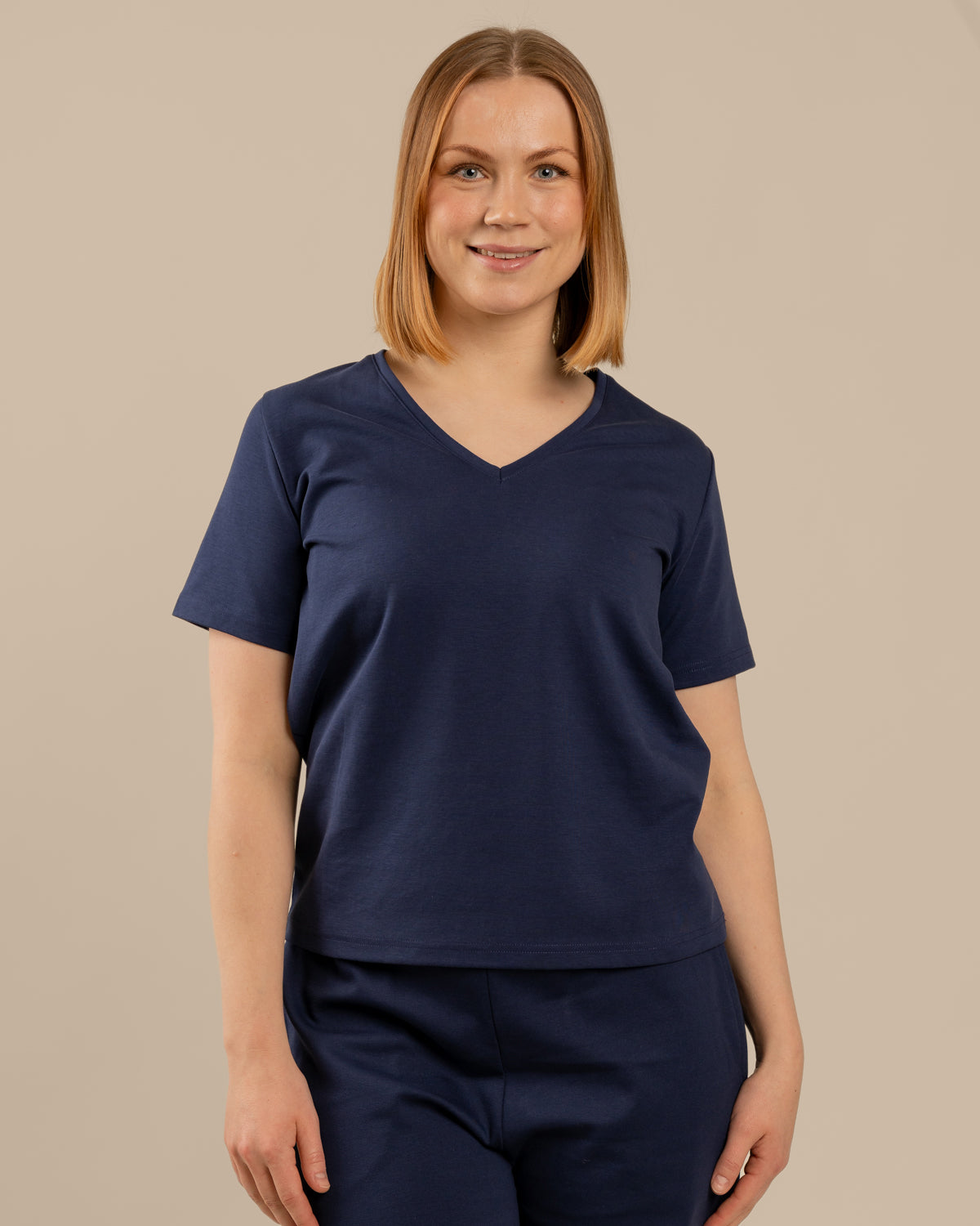 V-pääntie t-paita, meri Toive