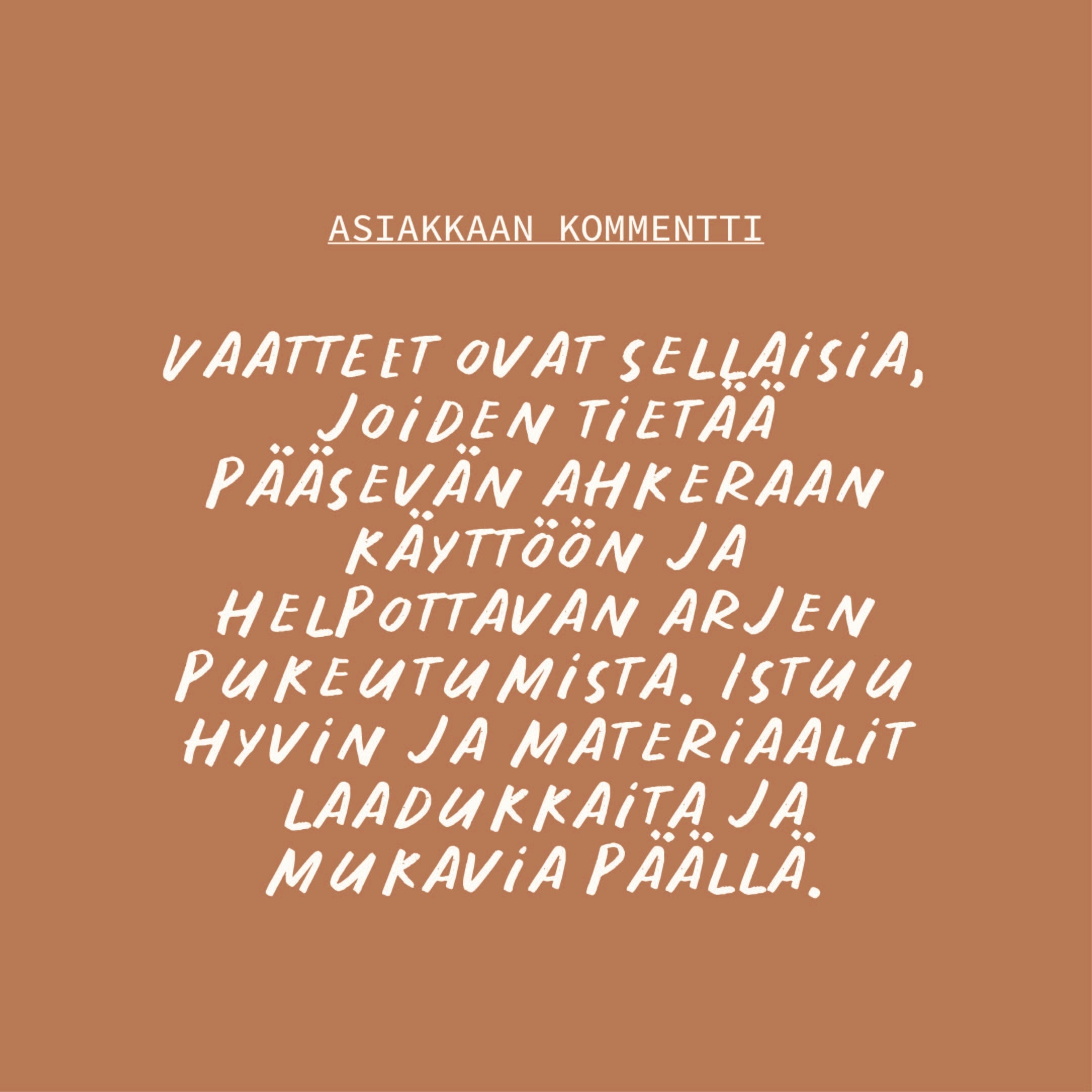 Toiveen asiakaskommentti