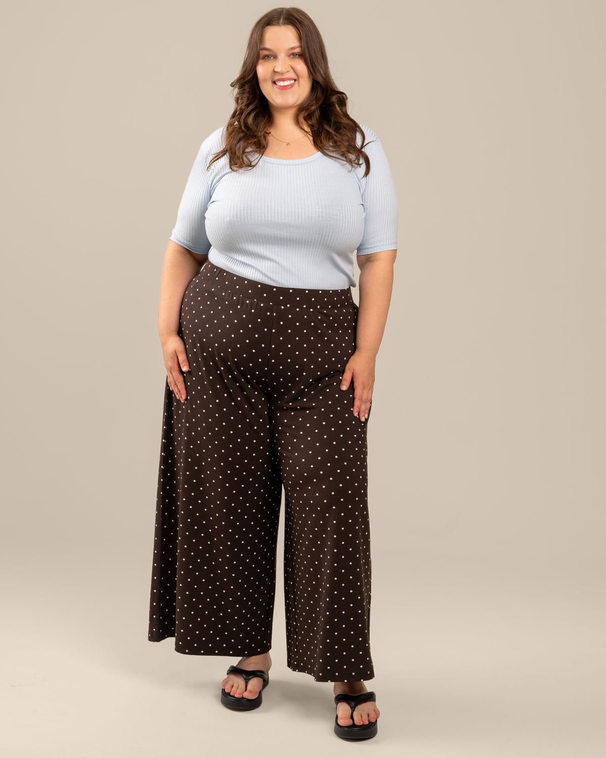 Culottes, ruskea pilkku