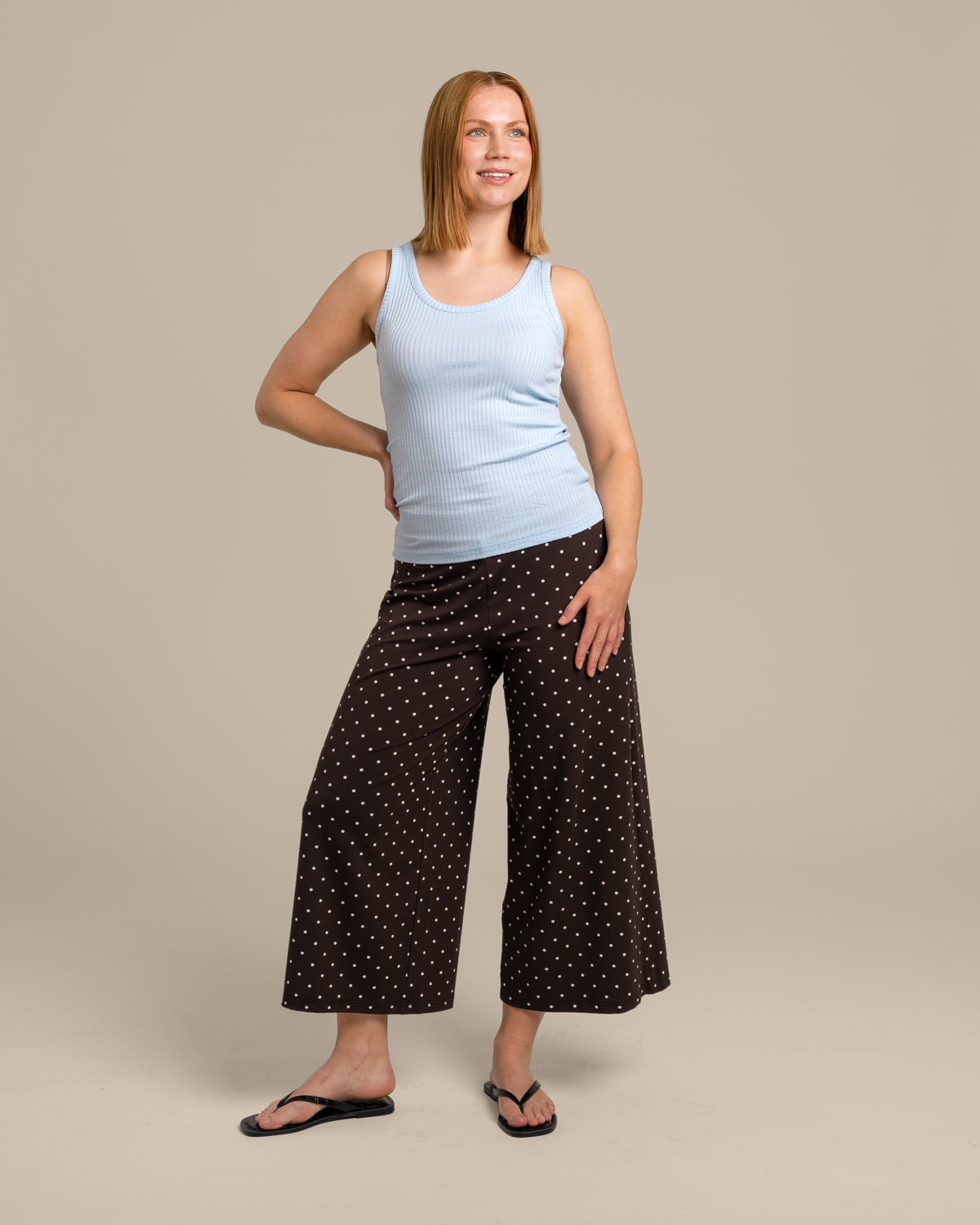 Culottes, ruskea pilkku