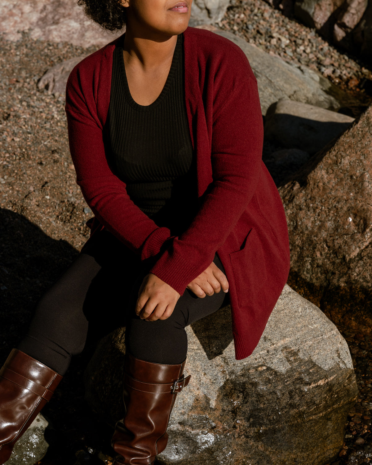 Tyyni neuletakki, burgundy Toive