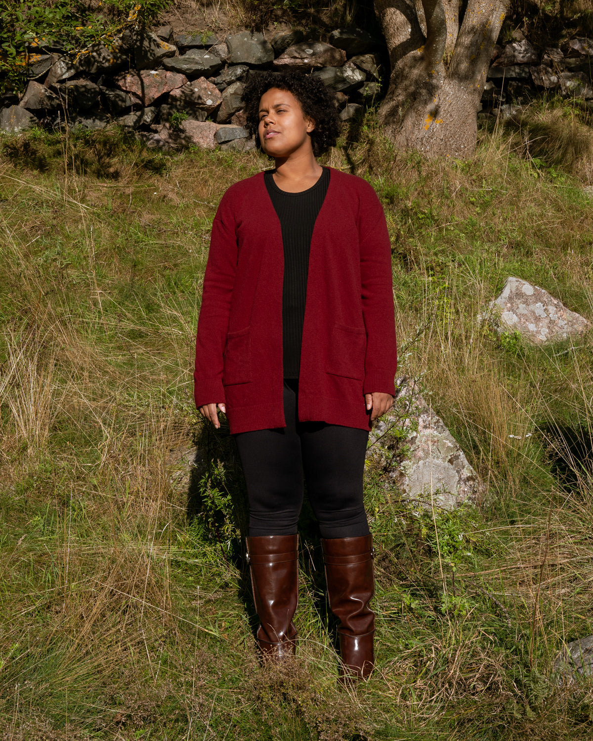 Tyyni neuletakki, burgundy Toive