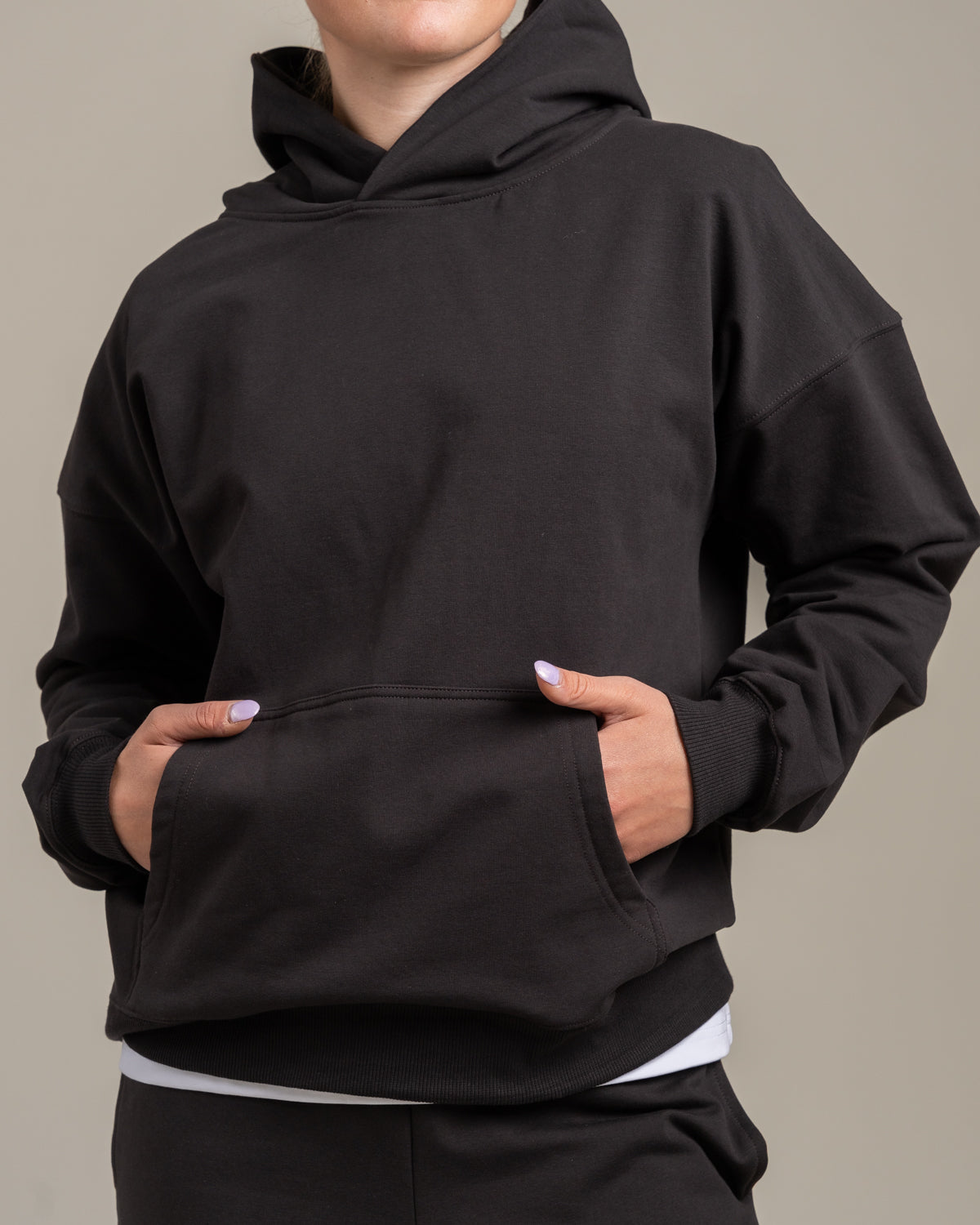 Lässiger Hoodie, rauchgrau
