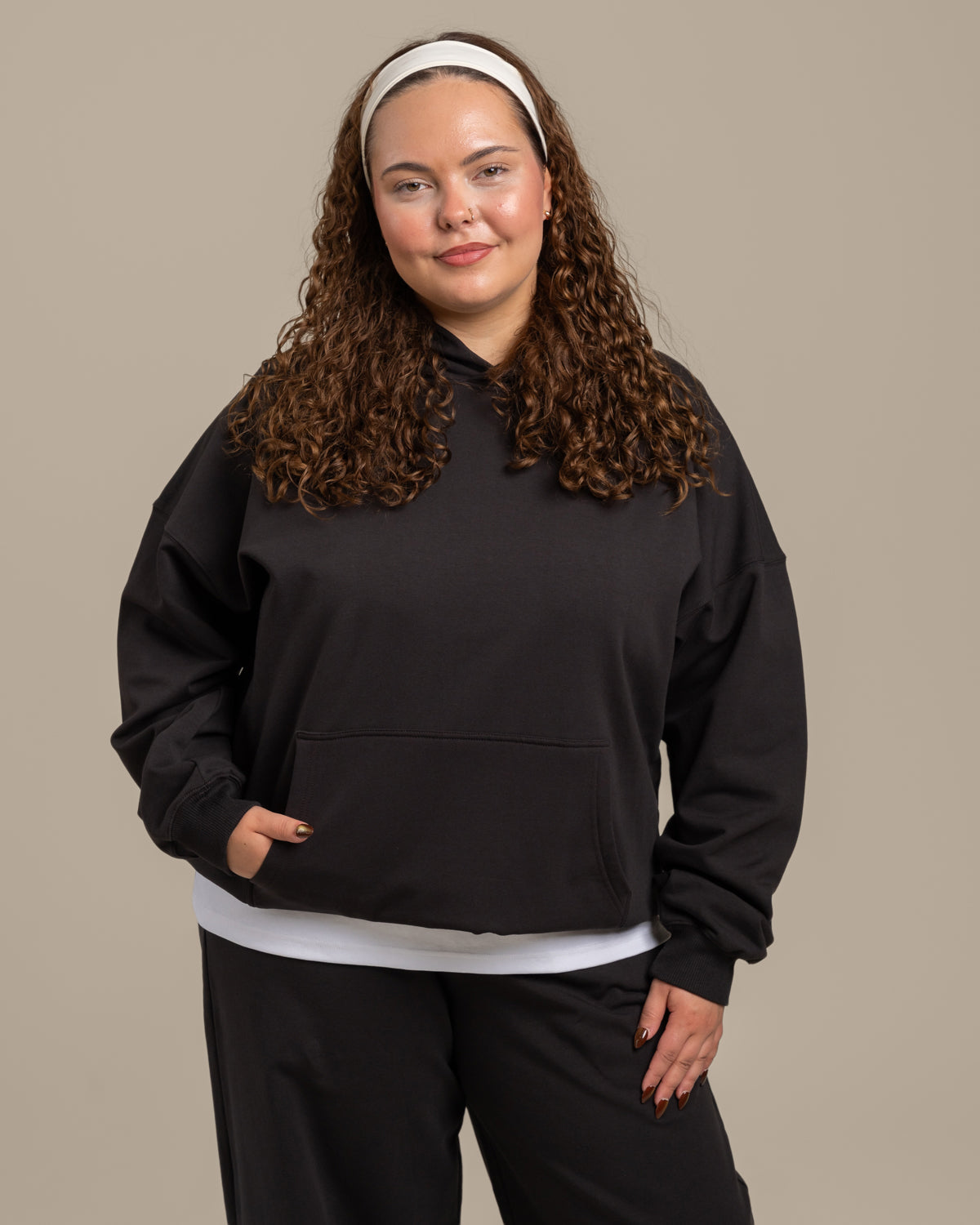 Lässiger Hoodie, rauchgrau