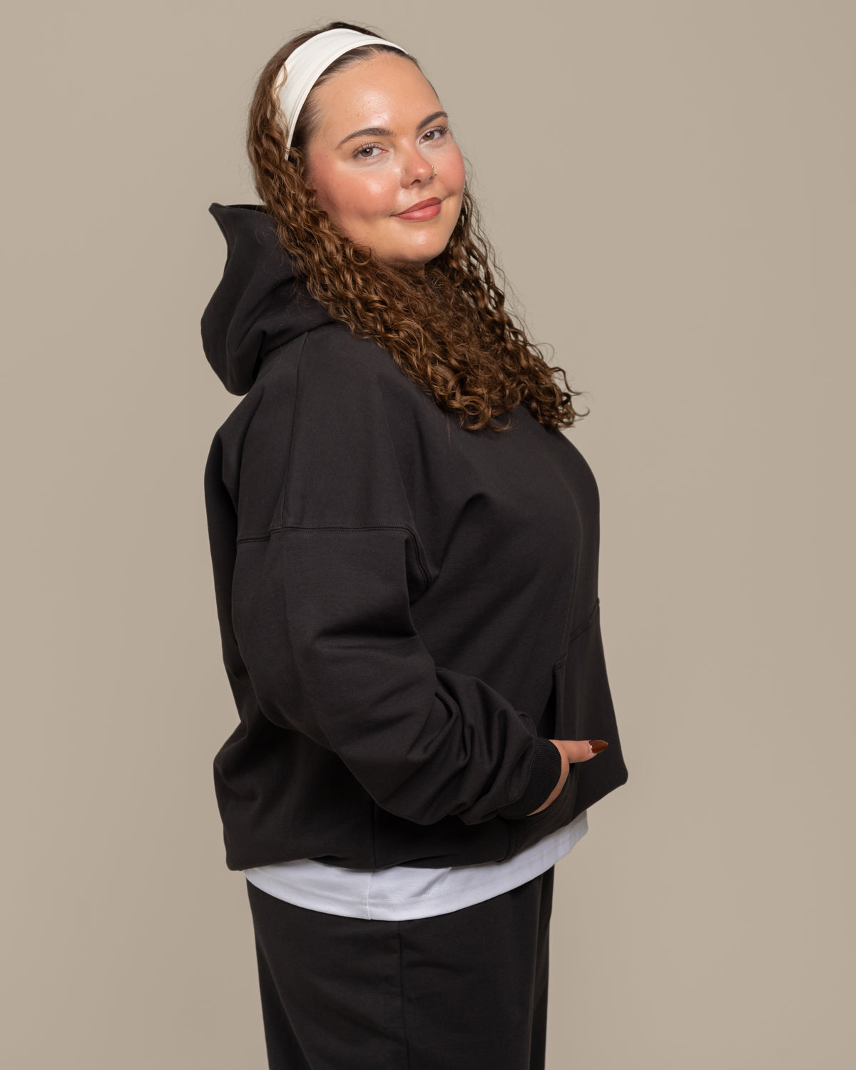 Lässiger Hoodie, rauchgrau