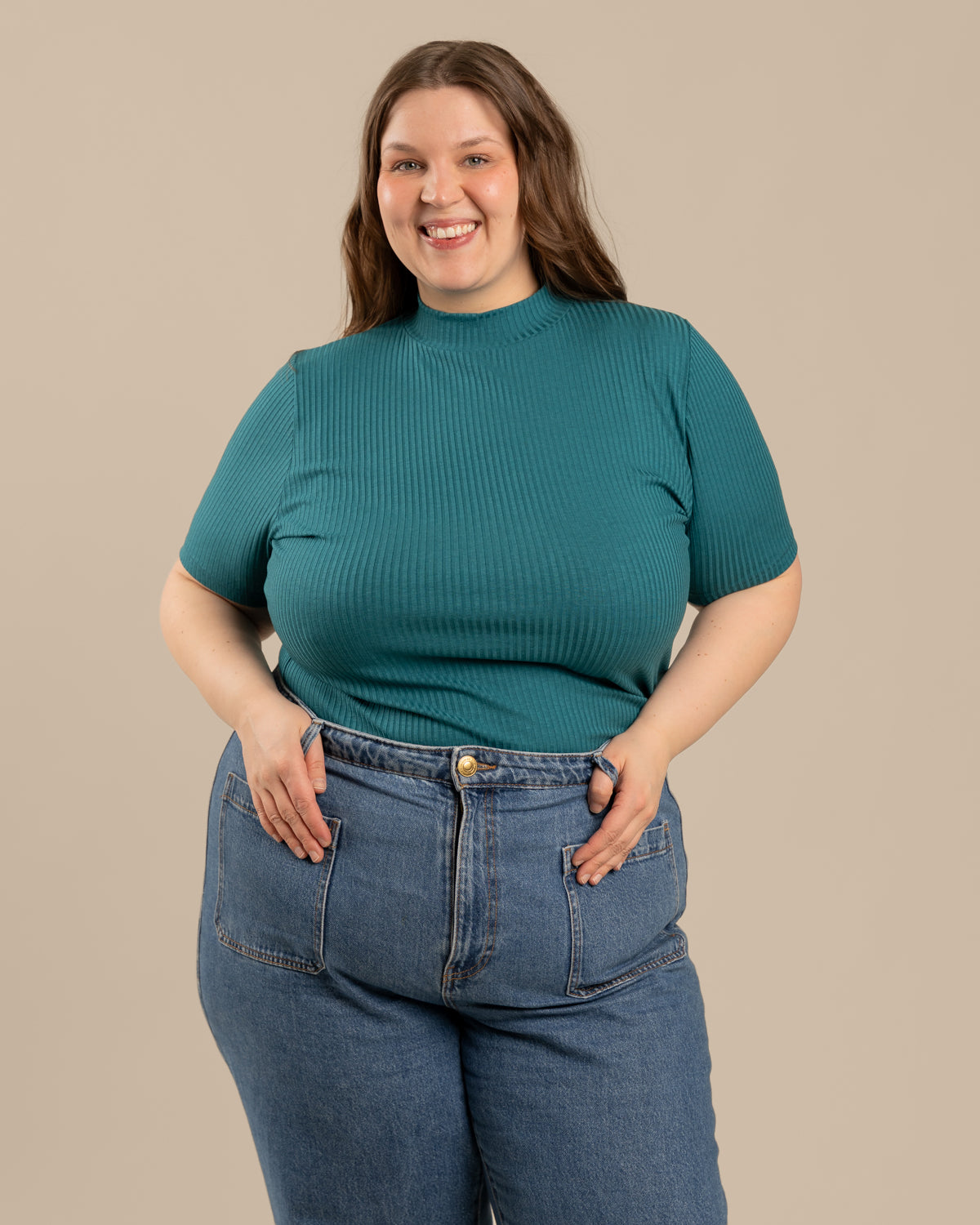 Ribbi t-paita, vaalea petrooli Toive