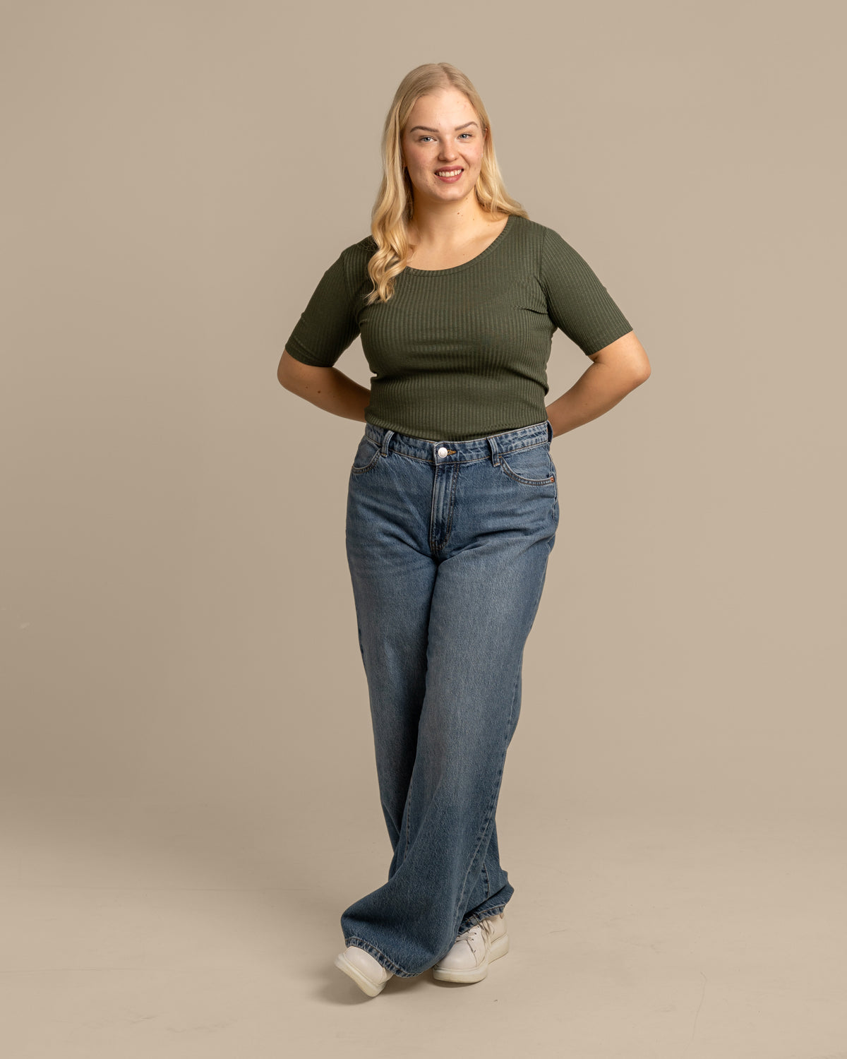 Ribbi t-paita avara, khaki