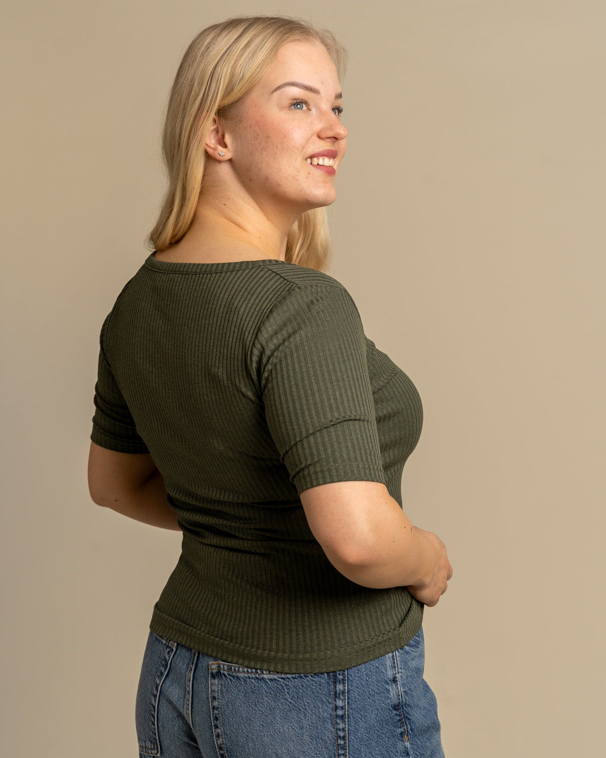 Ribbi t-paita avara, khaki