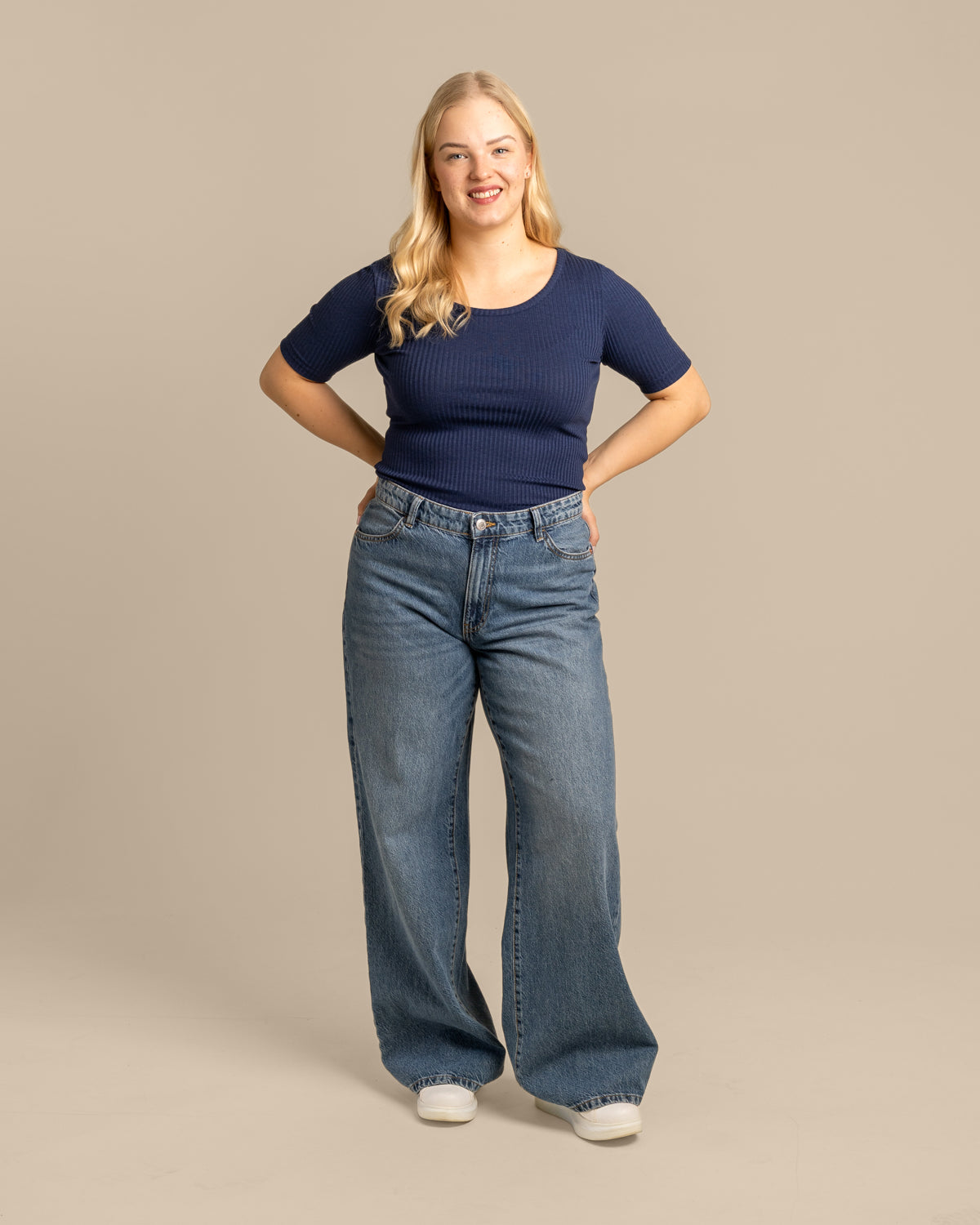 Ribbi t-paita avara, meri