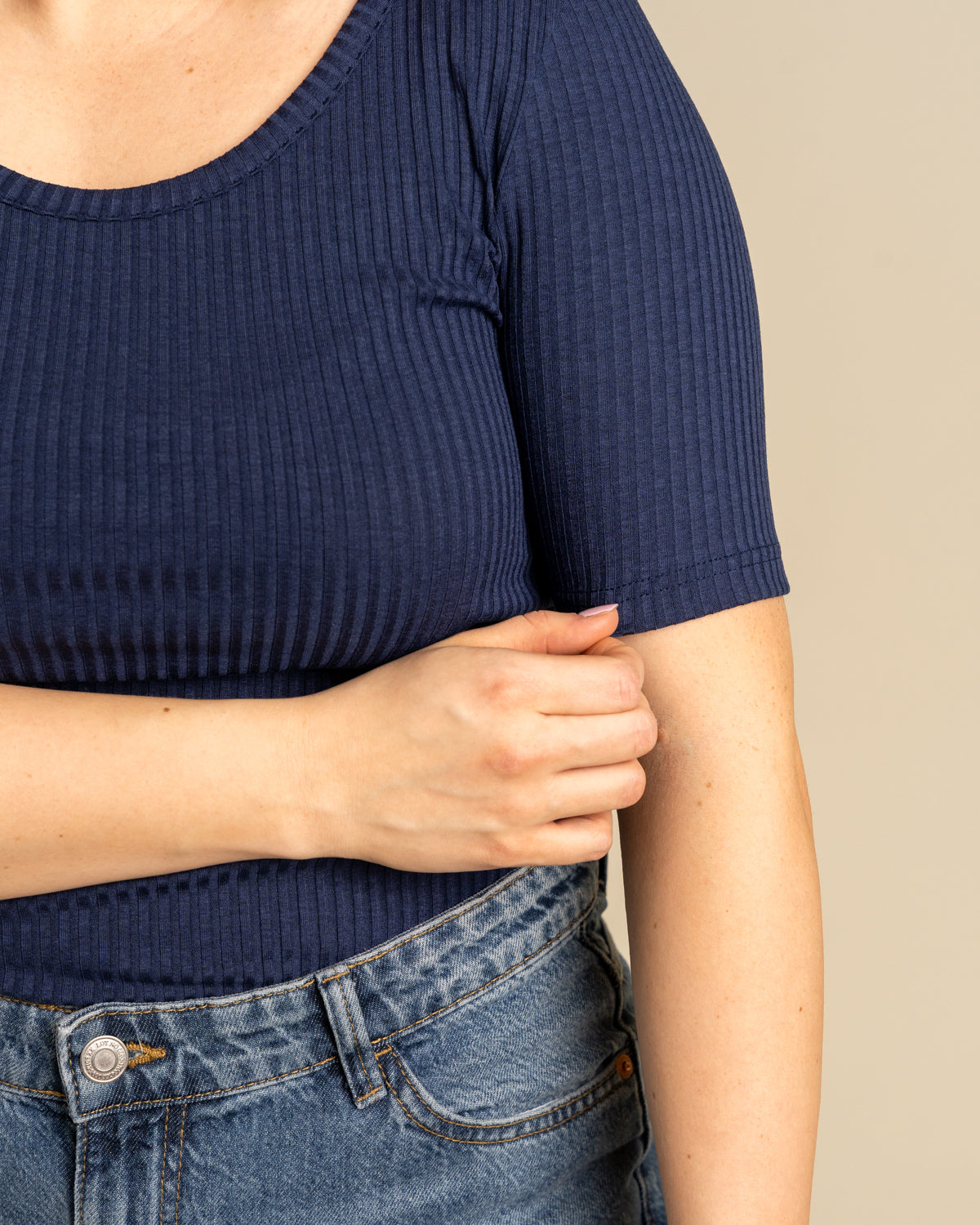 Ribbi t-paita avara, meri