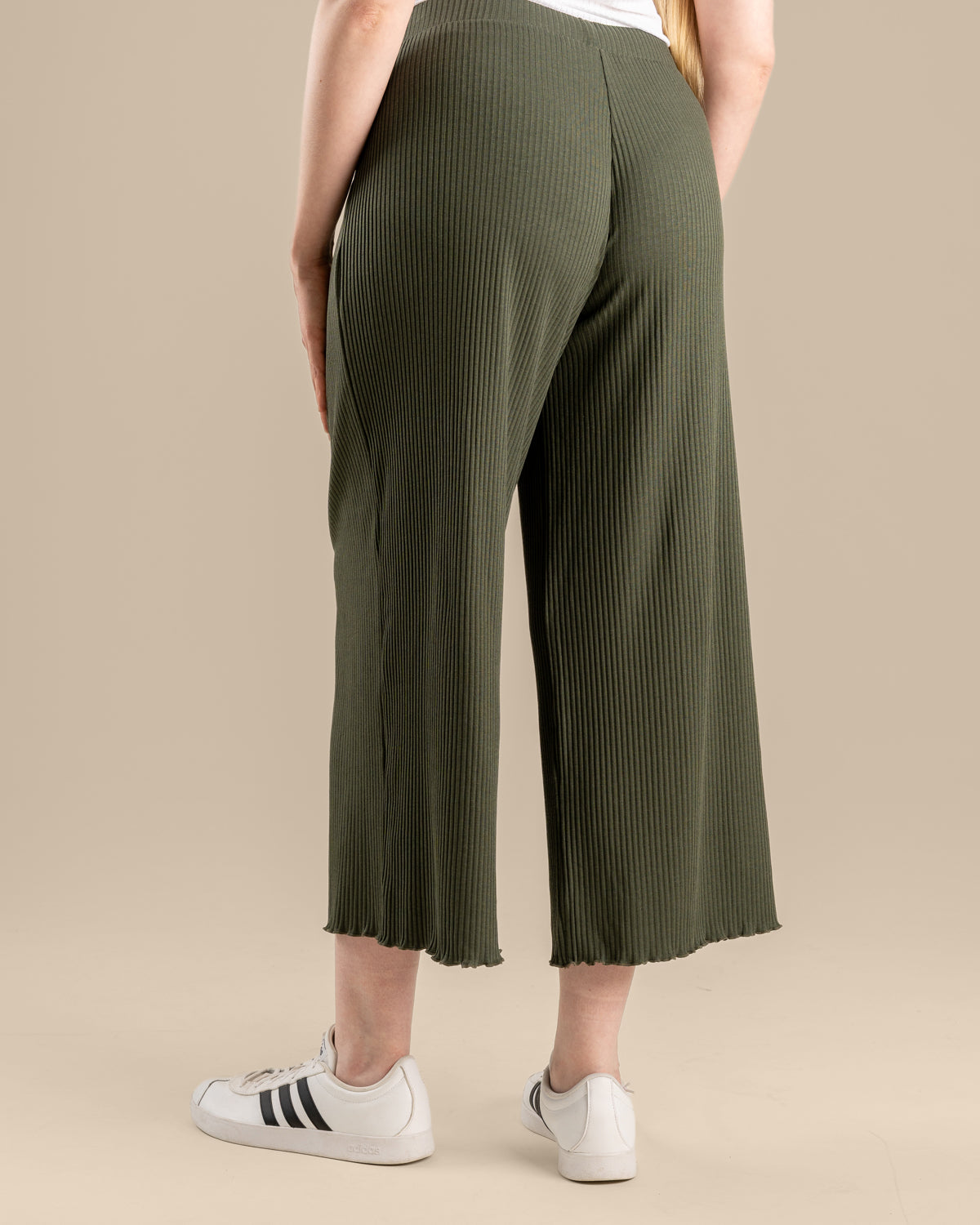 Ribbi culottes pitkä, khaki