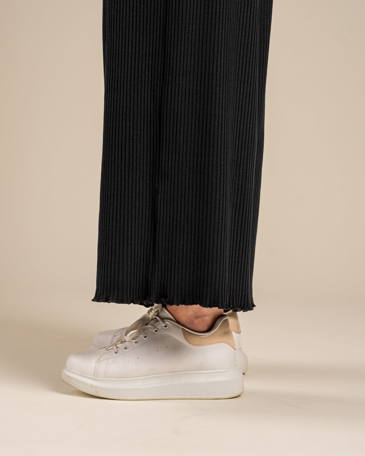 Ribbed culottes long, black