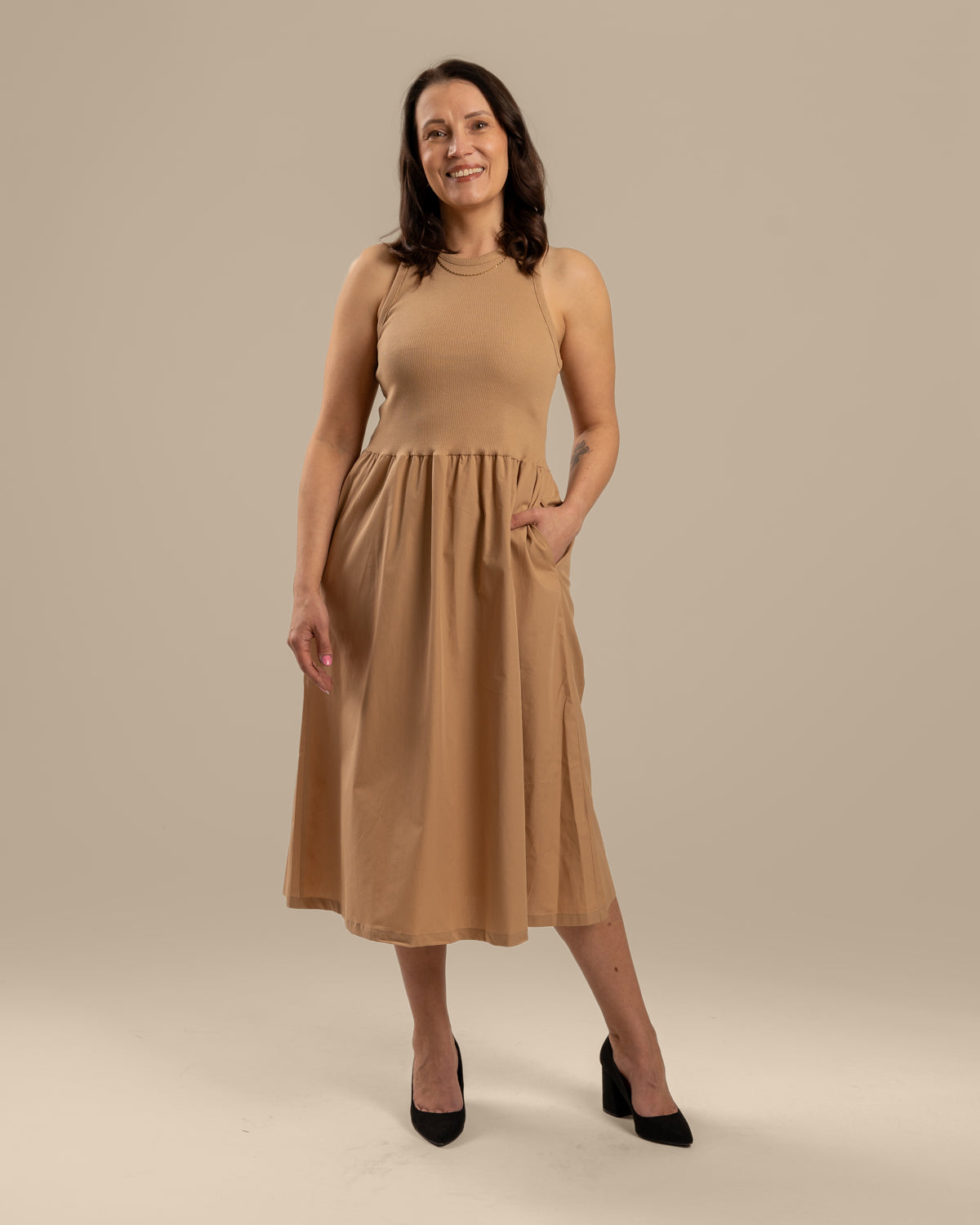 Toppimekko popliini, beige Toive.