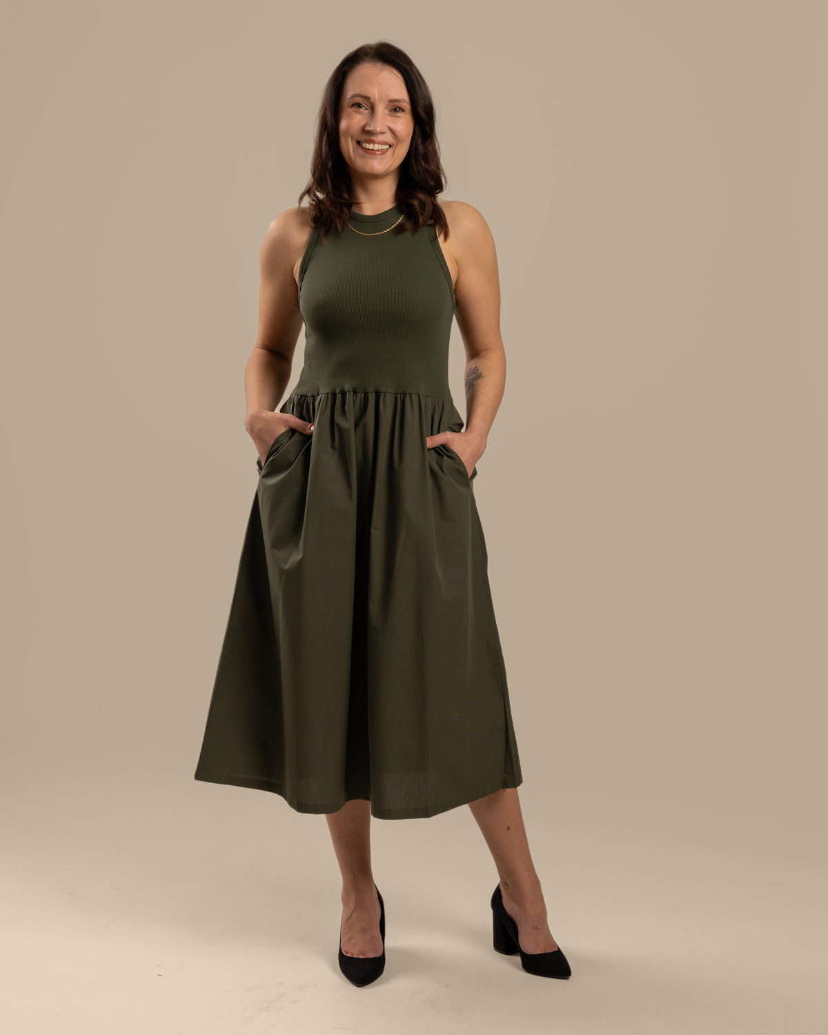Toppimekko popliini, khaki Toive
