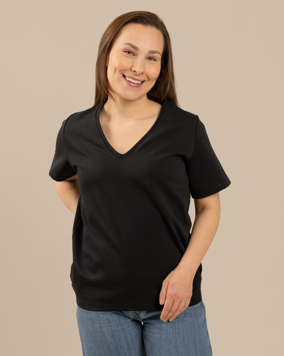 V-pääntie t-paita, musta Toive