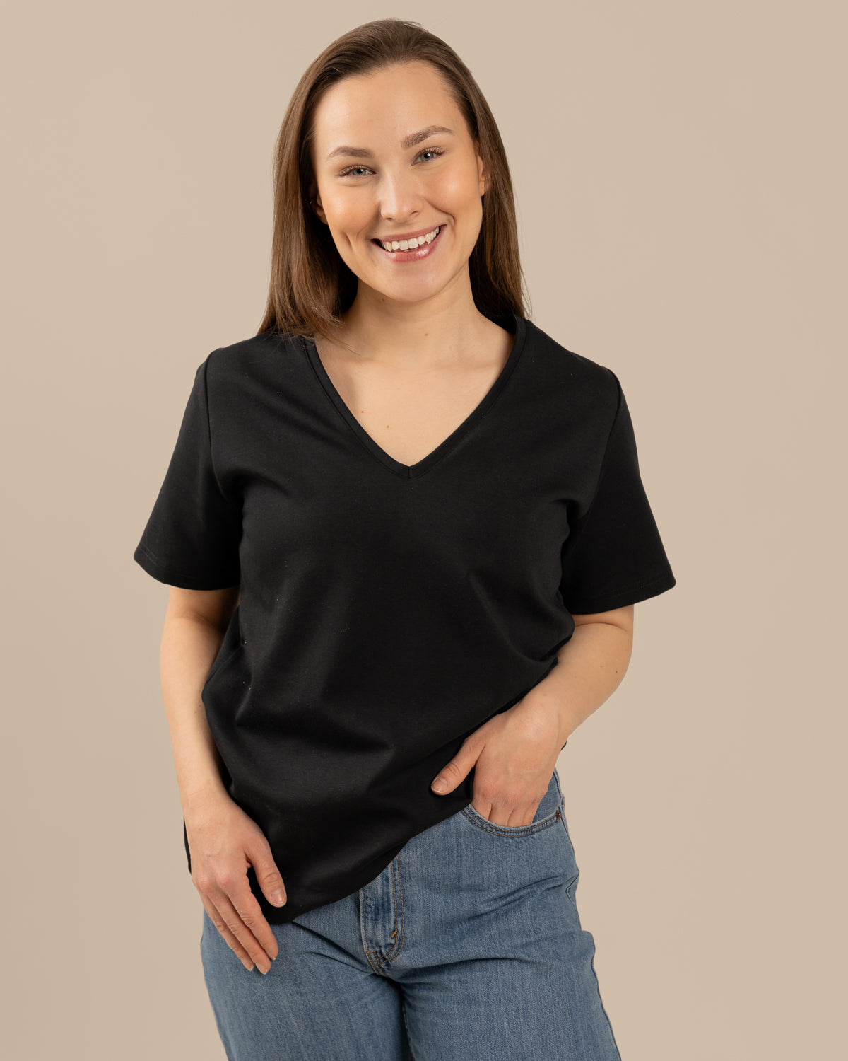 V-pääntie t-paita, musta Toive