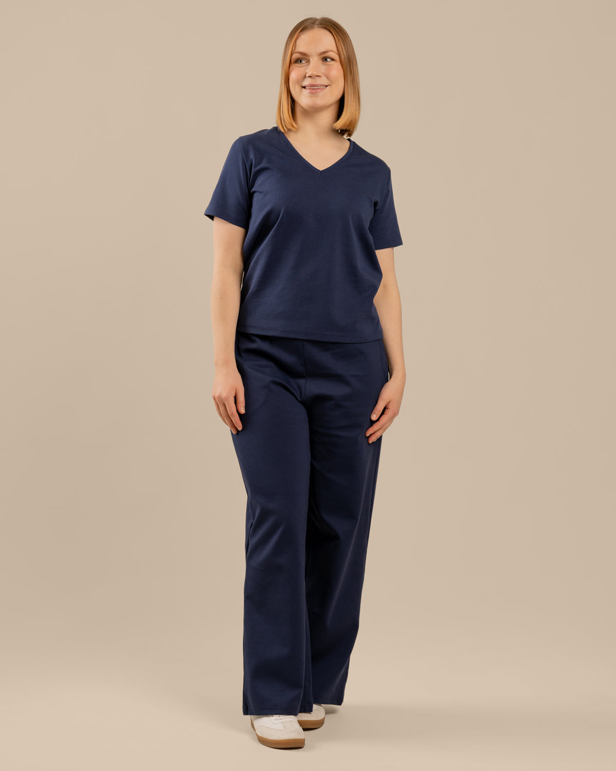 V-pääntie t-paita, meri Toive