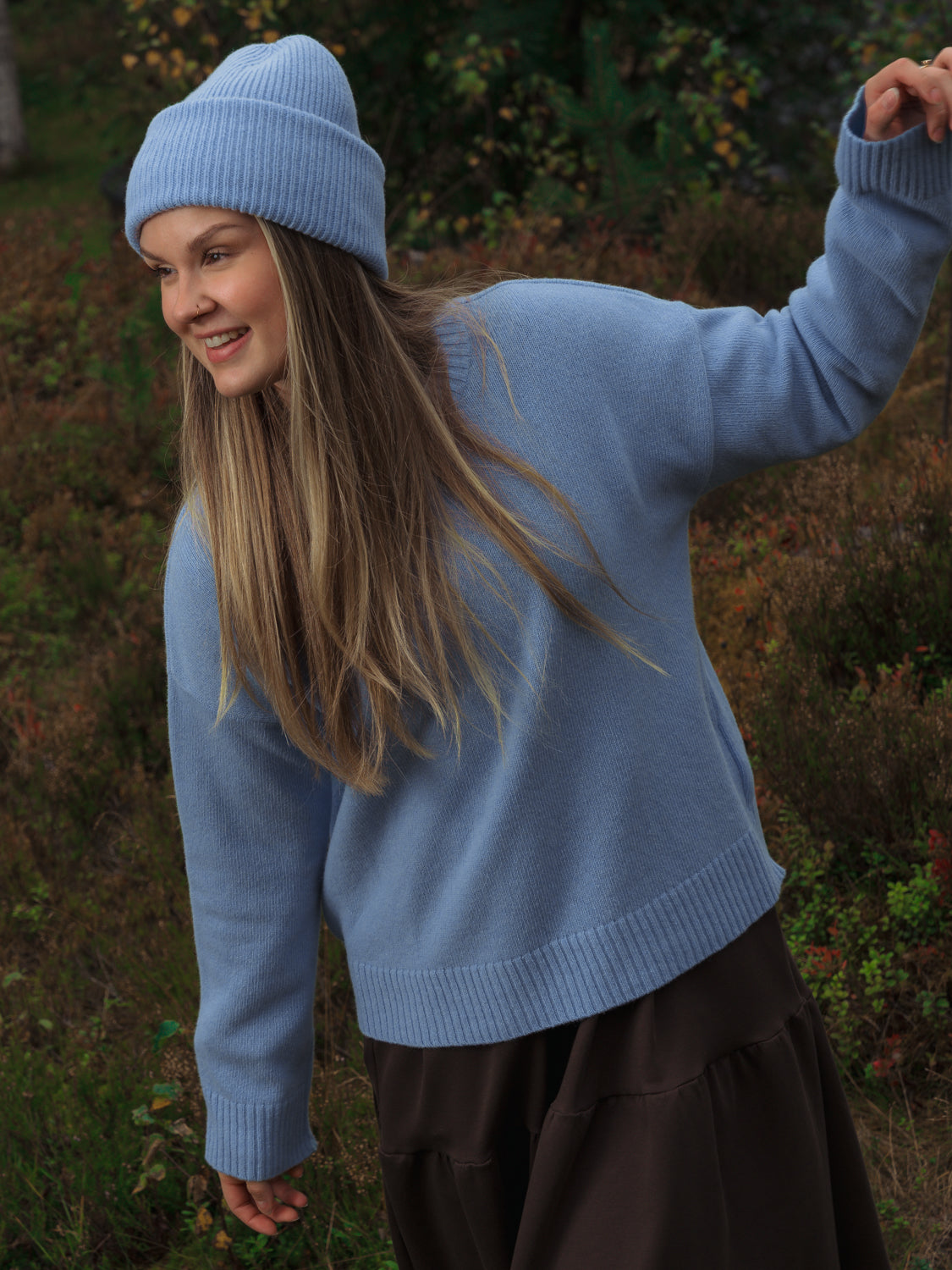 Glitzerpullover, hellblau