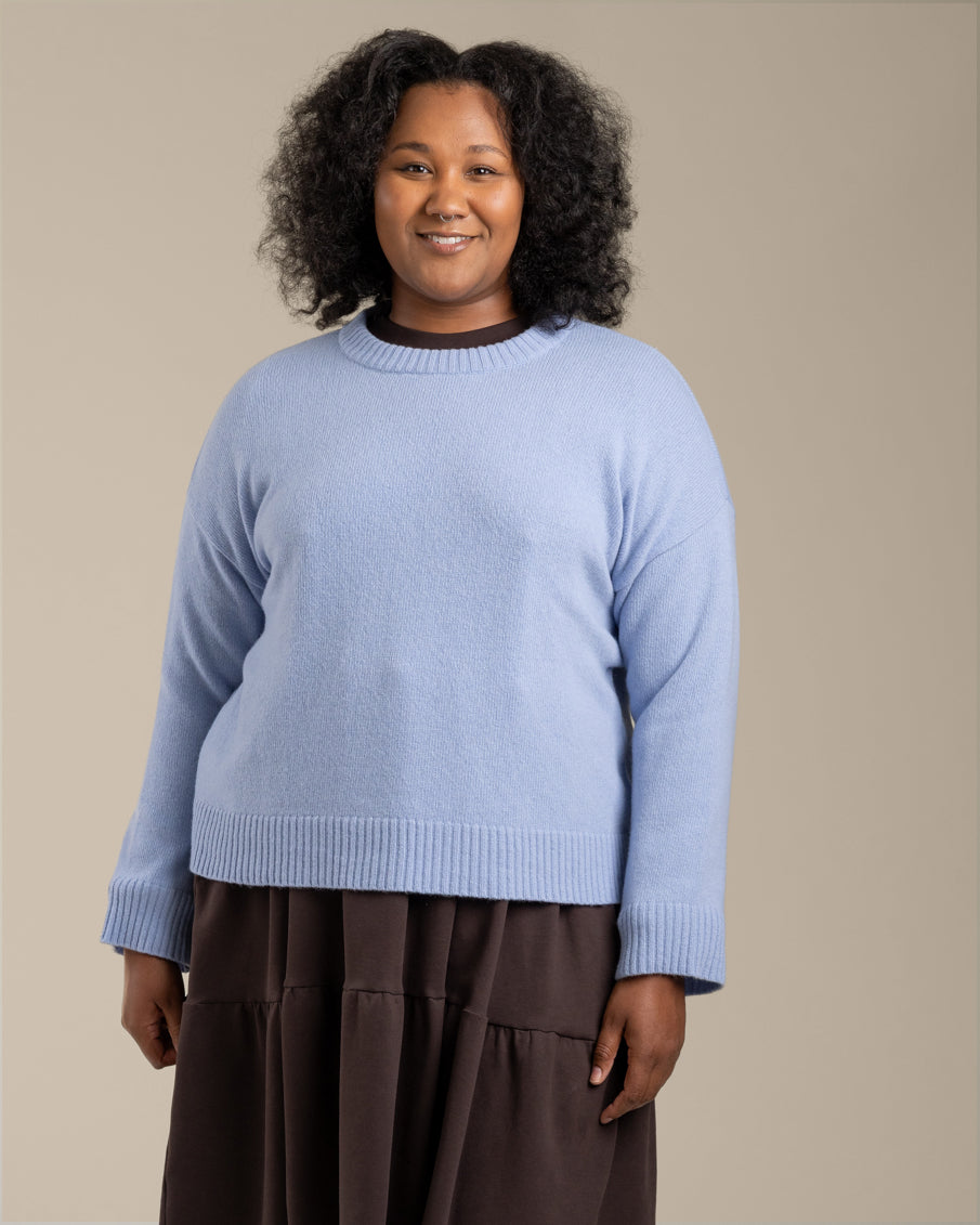 Glitzerpullover, hellblau