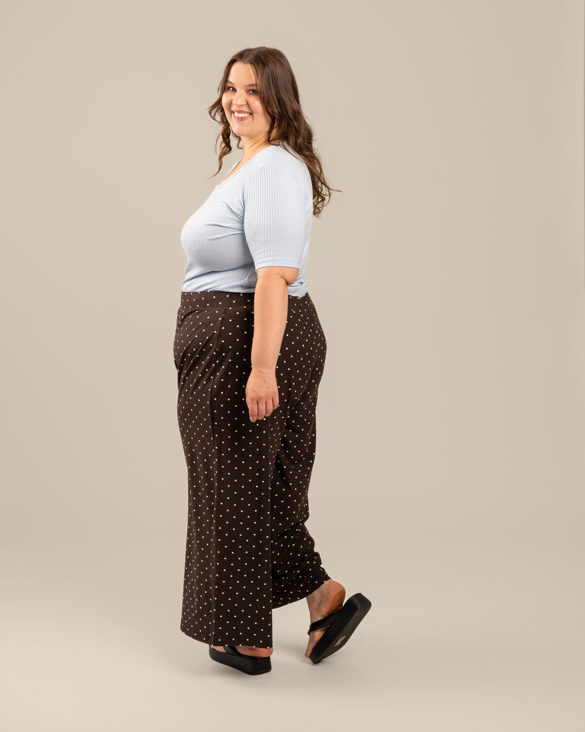 Culottes, ruskea pilkku