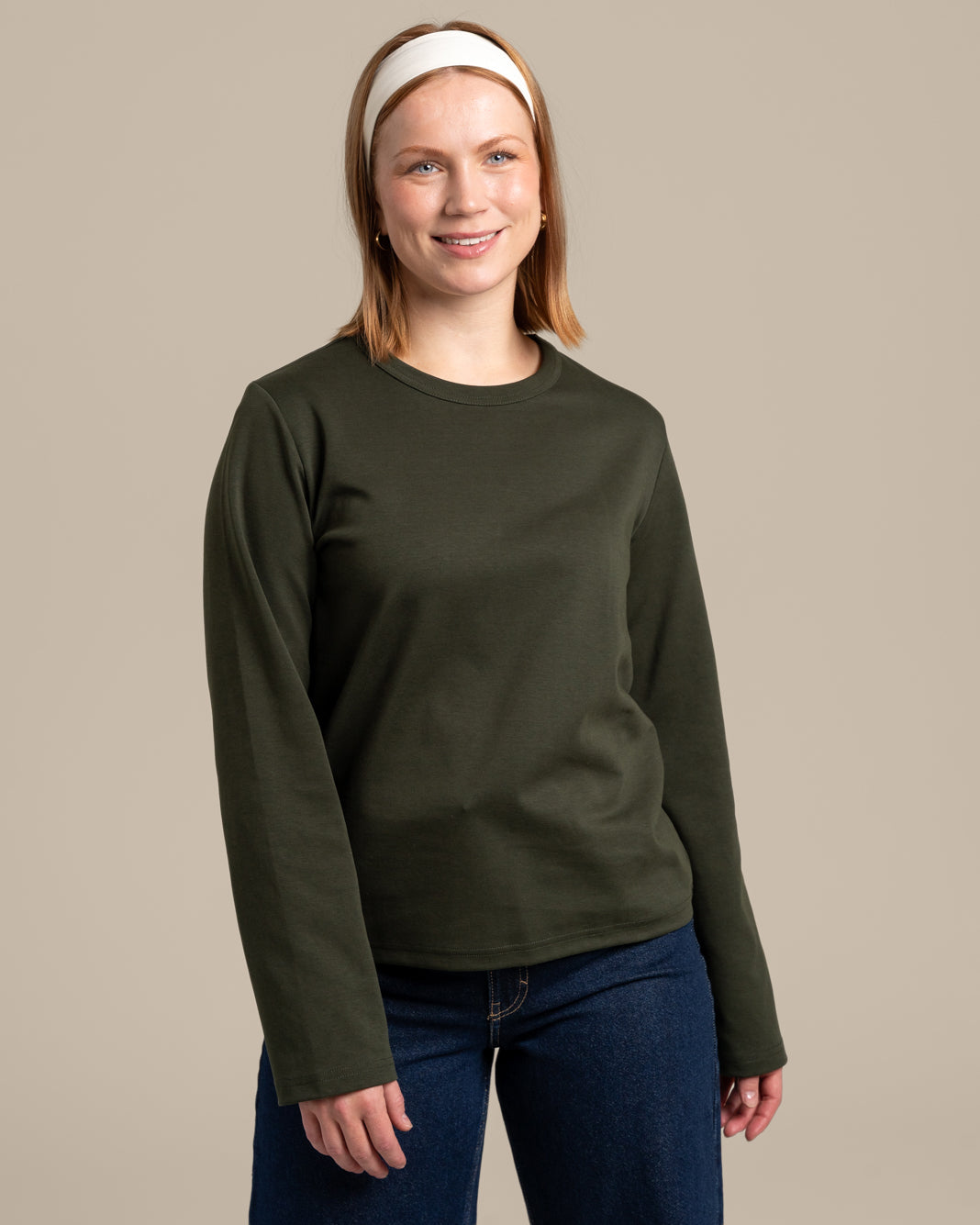 Arki pitkähihainen t-paita, syvä khaki