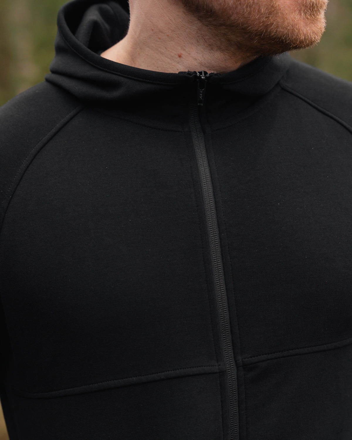 Zip-up hoodie, long, black